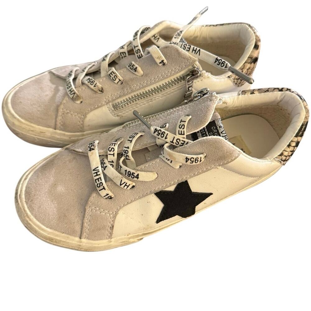 Vintage Havana Kids Gloria VHK Star Sneakers, Ivory Taupe Snakeskin Zip, Size 5
